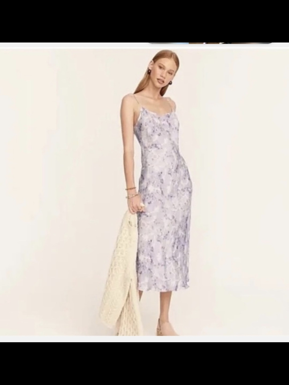 J Crew X Flora Obscura eco cupro slip dress in lavender fields, Sz 2